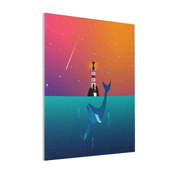 KLL Lighthouse and Whale Print Canvas Wall Art, Canvas Painting Prints Canvas Art Wall Decor Home Decoration for Living Room Bedroom Office