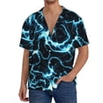 thumbnail image 1 of KLL Lightning Print Men's Shirt Short Sleeve Button Down Summer Cuba Beach Shirts- Medium, 1 of 5