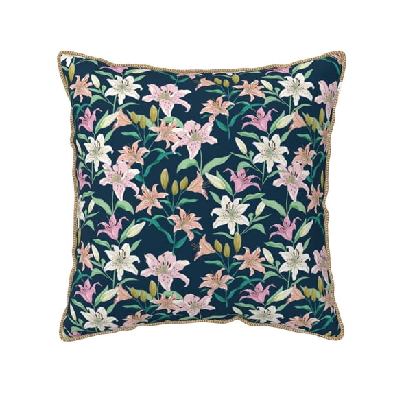 KLL Lilies Flowers Decorative Throw Pillow Covers Velvet Soft for Couch Sofa Bedroom Living Room Outdoor (No pillow core)- 20"x20"