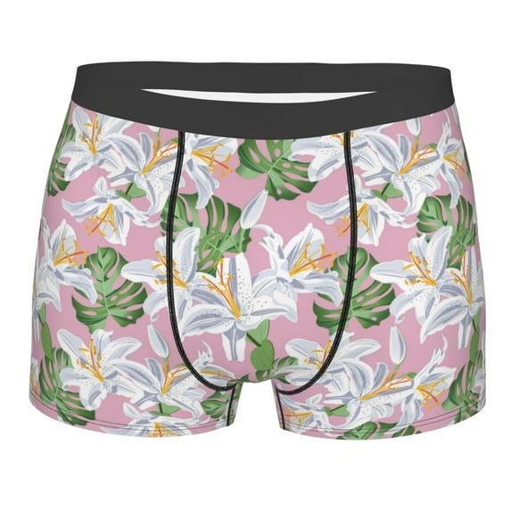 KLL Lilies Flowers Men's Cotton Boxer Briefs Underwear-X-Large