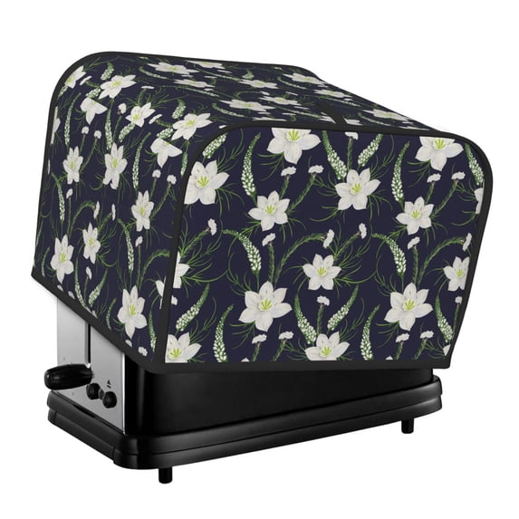 KLL Lilies Flowers Print 4 Slice Toaster Dust Covers Kitchen Small Appliance Cover with 2 Pockets,Can hold Jam Spreader Knife & Toaster Tongs (12.4 x 10.6 x 8.2)