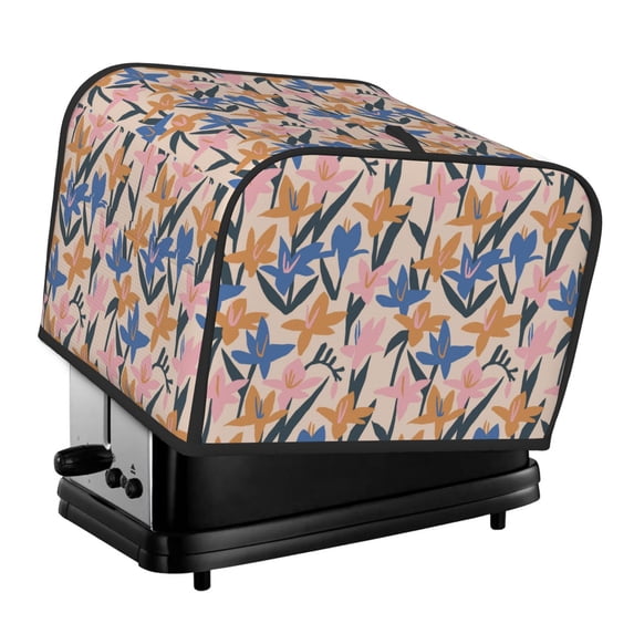KLL Lilies Flowers Print 4 Slice Toaster Dust Covers Kitchen Small Appliance Cover with 2 Pockets,Can hold Jam Spreader Knife & Toaster Tongs (12.4 x 10.6 x 8.2)