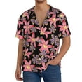 thumbnail image 1 of KLL Lilies Flowers Print Men's Shirt Short Sleeve Button Down Summer Cuba Beach Shirts- Small, 1 of 5