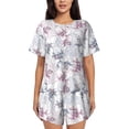 thumbnail image 1 of KLL Lilies Flowers Print Pajama Set for Women Short Sleeve Sleepwear Pjs Soft 2 Piece Lounge Sleepwear Sets-XX-Large, 1 of 6