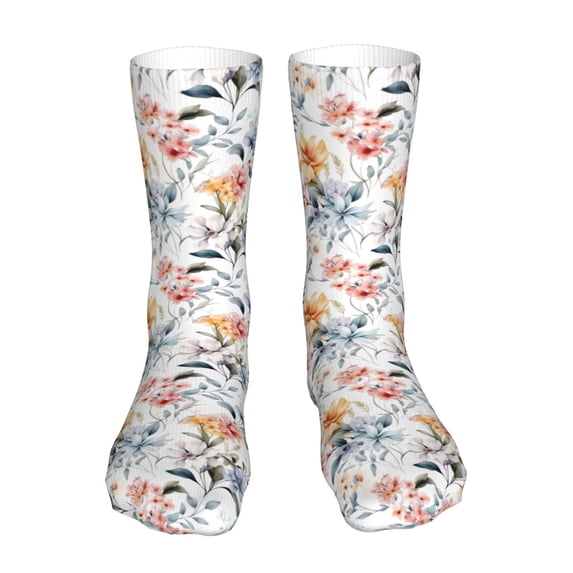 KLL Lilies Flowers Print Womens Crew Socks Athletic Middle Tube Long Socks Novelty Socks Gifts For Men