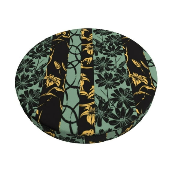KLL Lilies Flowers Round Bar Chair Cushion Cover 13 inch ,Bar Stool Protector with Elastic, Soft Washable