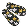thumbnail image 1 of KLL Lilies Flowers Slippers for Women Men House Slip on Indoor Outdoor Bedroom Furry Fleece Lined Ladies Comfy Anti-Skid Rubber Hard Sole-Large, 1 of 8