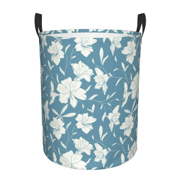 KLL Lilies Flowers Waterproof Foldable Laundry Hamper Bucket with Handles for Storage Bin,Kids Room,Home Organizer (Small )