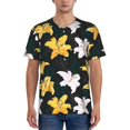 thumbnail image 1 of KLL Lilies Flowers for Men's Baseball Shirts,Short Sleeve Casual Shirts Button Down Shirt for Men Beach Summer Wedding Shirt-Large, 1 of 7