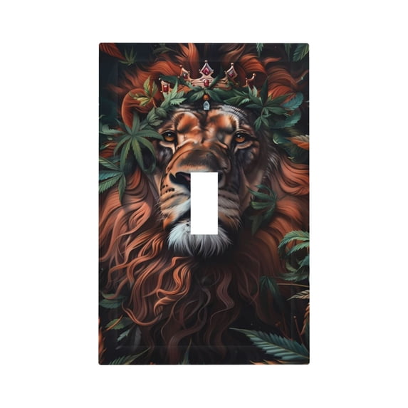 KLL Lion Forest Crown Pattern Electrical Outlet Covers, 3" x 5" 1 Pack Electric Receptacle Plug Covers for Decorator Receptacle Outlet & Switch-Style T