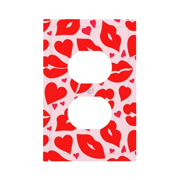 KLL Lips Kiss Pattern Electrical Outlet Covers, 3" x 5" 1 Pack Electric Receptacle Plug Covers for Decorator Receptacle Outlet & Switch-Style S