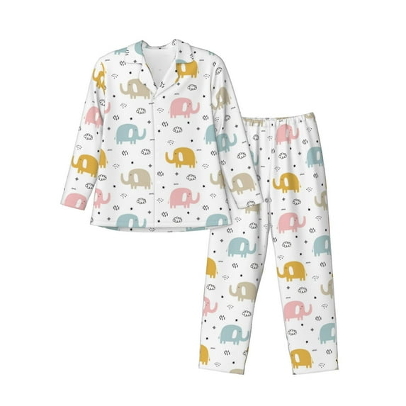 KLL Little Elephant Sleepwear Mens Flannel Pajamas,Long Cotton Pj Set