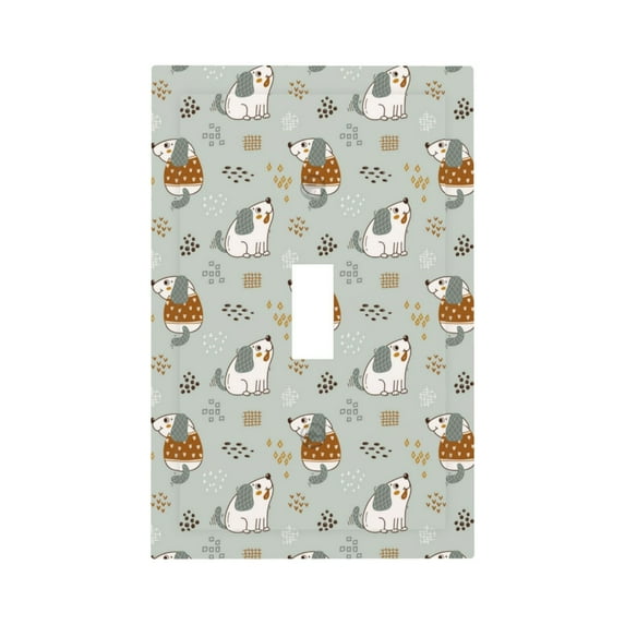 KLL Little Puppies Pattern Electrical Outlet Covers, 3" x 5" 1 Pack Electric Receptacle Plug Covers for Decorator Receptacle Outlet & Switch-Style T