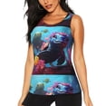 thumbnail image 1 of KLL Lively Cute Turtle Print Womens Tank Top Sleeveless Workout Tops Athletic Running Shirts Yoga Gym Clothes-Medium, 1 of 7
