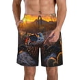 thumbnail image 1 of KLL Lizard With Sunglasses Sunset Men's Casual Summer Beach Shorts Hawaiian Shorts with Pockets-3X-Large, 1 of 5