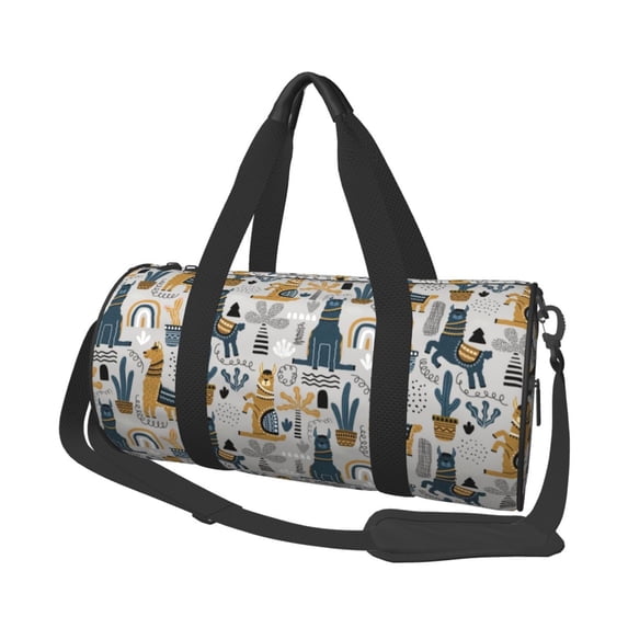 KLL Llama and Cactus1 Duffle Bag For Men Women Sport Gym Fitness Tote Travel Training Workout Basketball Football Weekender