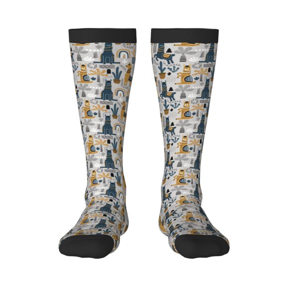 KLL Llama and Cactus1 Print Cool Socks Men's Women's Crew Socks Funny Crazy Novelty Stockings