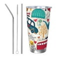 thumbnail image 1 of KLL London Symbols Print 40oz Stainless Steel Insulated Car Cup with Spillproof Lid - Keep Your Drink Hot or Cold on the Go-Straw Three-piece Set, 1 of 8