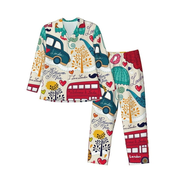 KLL London Symbols Sleepwear Mens Flannel Pajamas,Long Cotton Pj Set