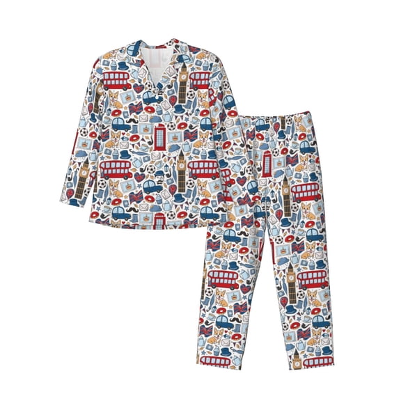 KLL London Symbols1 Sleepwear Mens Flannel Pajamas,Long Cotton Pj Set