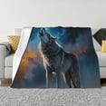 thumbnail image 1 of KLL Lonely Night Sky Wolf Print Fleece Throw Blanket, Horizontal Fleece Bedding Cute Soft Blankets Comfy Fleece Flannel Plush Home Decor for Couch & Bed -60"x50", 1 of 9