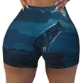 thumbnail image 1 of KLL Lonely Night Wolf Pattern Workout Shorts for Women Scrunch Short Gym Yoga Running Sport Active Exercise Fitness Shorts, 1 of 5