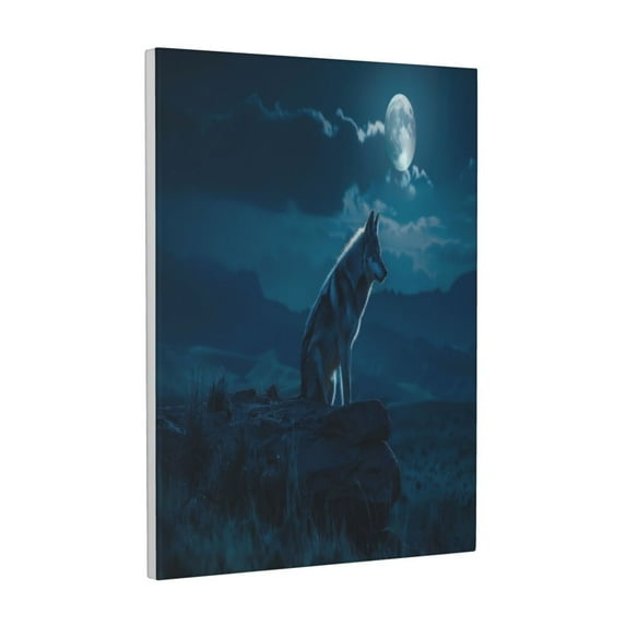 KLL Lonely Night Wolf Print Farmhouse Canvas Wall Art,Wall Decorations For Living Room Office Canvas Wall Decor for Home Decorations, 12'×16’’