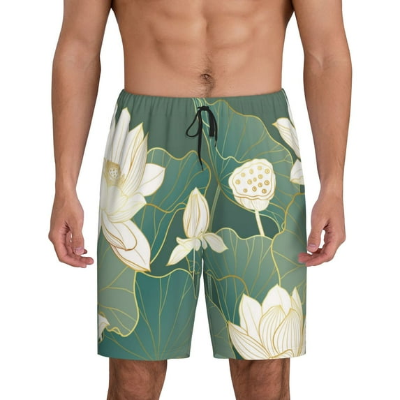 KLL Lotus Golden Line for Men's 1-Pack Shorts,Sleep Pajama Shorts for Men Soft Pj Shorts Men's Pajama Bottoms Sleepwear -Large