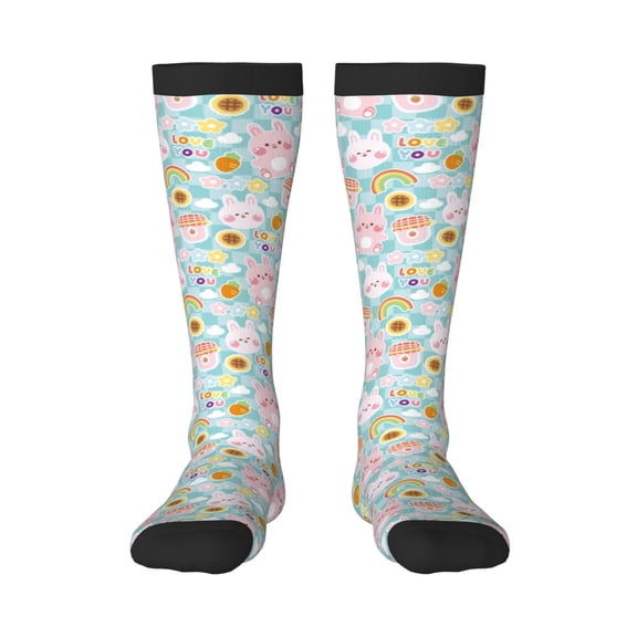 KLL Love You Rabbit Print Cool Socks Men's Women's Crew Socks Funny Crazy Novelty Stockings