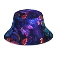 thumbnail image 1 of KLL Magic Colorful Forest Leaves Bucket Hat for Women Men Packable Travel Beach Sun Hat Outdoor Rave Accessories Reflective Fisherman Cap, 1 of 7