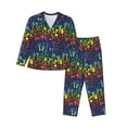 thumbnail image 1 of KLL Magical Mushrooms and Flowers Print Women's Long Sleeve Pajamas with Pants Sleepwear Loungewear 2 Set-X-Large, 1 of 7