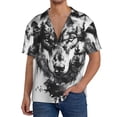 thumbnail image 1 of KLL Majestic Wolf Landscape Print Men's Shirt Short Sleeve Button Down Summer Cuba Beach Shirts- 3X-Large, 1 of 5