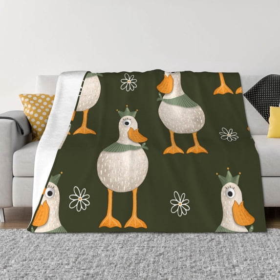 KLL Mallard Ducks Wild Birds Print Fleece Throw Blanket, Horizontal Fleece Bedding Cute Soft Blankets Comfy Fleece Flannel Plush Home Decor for Couch & Bed -50"x40"