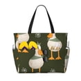 thumbnail image 1 of KLL Mallard Ducks Wild Birds Print Large Beach Tote Bag Women Waterproof Sandproof Zipper Beach Tote Bag for Pool Gym Grocery Travel with Wet Pocket, 1 of 7