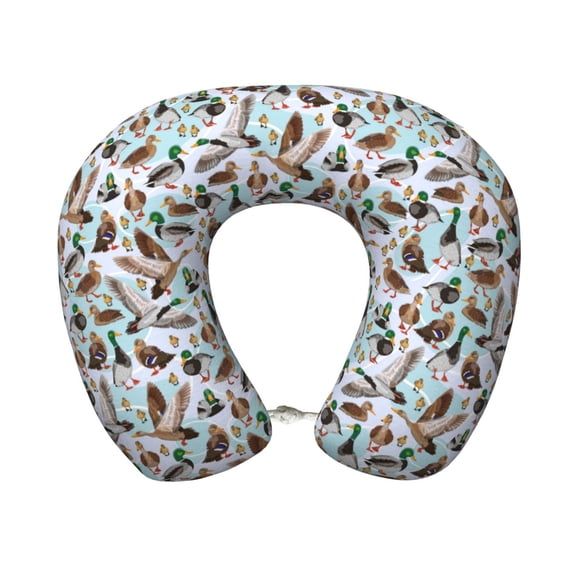 KLL Mallard Ducks Wild Birds1 Pattern Memory Foam Cervical Neck Pillow Versatile U-Shaped Pillows for Home/Office/Camping/Travelling/Soft Washable Cover