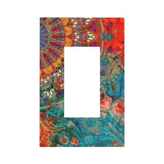 KLL Mandala Colorful Wall Plate,Gloss Finish,Standard Size 1 - 5" x 3", Polycarbonate Thermoplastic,Electric Receptacle Plug Covers