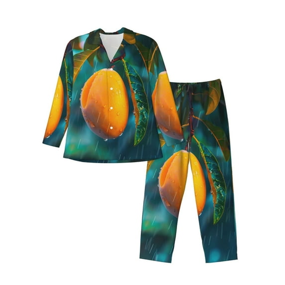 KLL Mango In The Rain Sleepwear Mens Flannel Pajamas,Long Cotton Pj Set