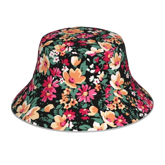 KLL Many Kind Of Flowers Bucket Hat for Women Men Packable Travel Beach Sun Hat Outdoor Rave Accessories Reflective Fisherman Cap
