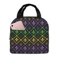 thumbnail image 1 of KLL Mardi Gra Geometric Print Insulated Lunch Bag Women, Reusable Cute Tote Lunch Box for Adult & Men, Leakproof Cooler Lunch Bags for Work Office Travel Picnic, 1 of 5