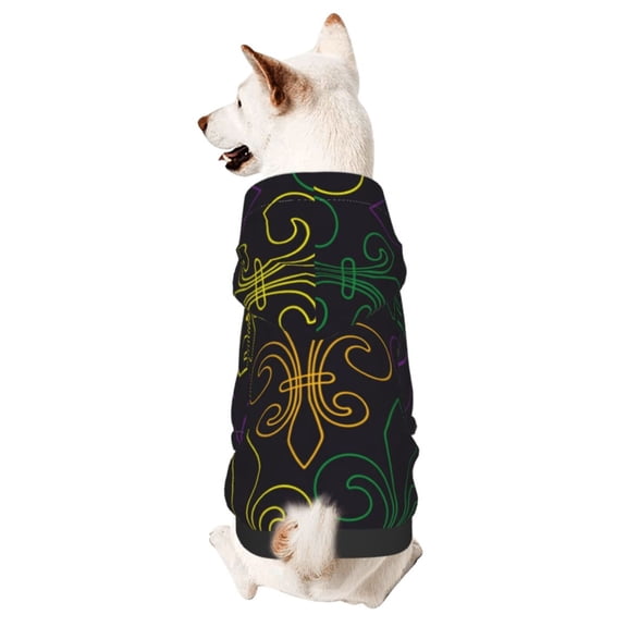KLL Mardi Gras Carnival for Basic Dog Hoodie - Pet Hoodie Sweater with Leash Hole - Cute Dog Sweatshirt - Pet Clothes Hooded Sweatshirt for Dog & Cat -X-Small