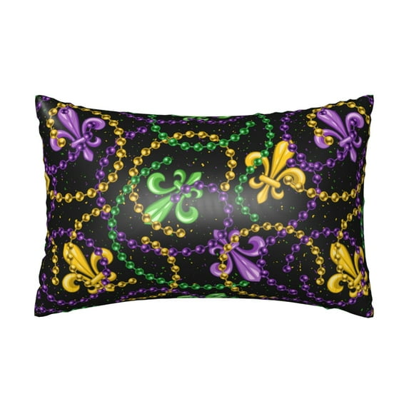 KLL Mardi Gras6 Pattern Silk Pillowcase for Hair and Skin Standard Size 20"X 30" Soft Breathable Pillow Covers for Sleeping