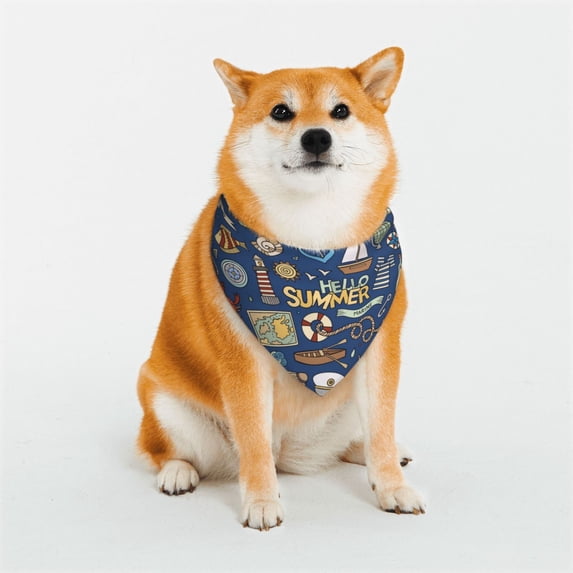 KLL Marine Nautical Dog Bandanas,Triangle Reversible Pet Scarf for Small Medium Large and Extra Large Dogs-Medium