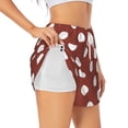 thumbnail image 1 of KLL Maroon And White Polka Dot Pattern Shorts Women,Athletic Shorts High Waisted Running Shorts Pocket Sporty Short Gym Elastic Workout Shorts-Large, 1 of 7