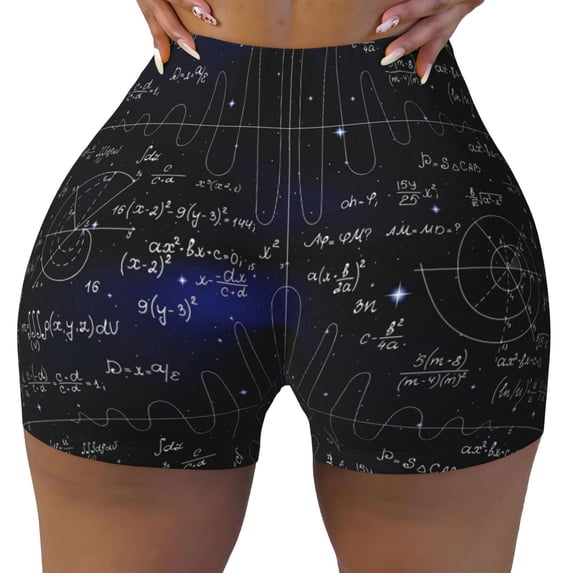 KLL Mathematica Science Pattern Workout Shorts for Women Scrunch Short Gym Yoga Running Sport Active Exercise Fitness Shorts