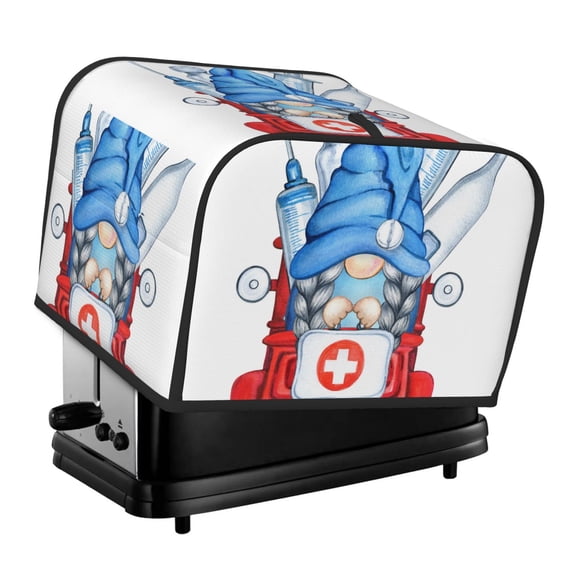 KLL Medicine Gnome Truck Red Print 4 Slice Toaster Dust Covers Kitchen Small Appliance Cover with 2 Pockets,Can hold Jam Spreader Knife & Toaster Tongs (12.4 x 10.6 x 8.2)
