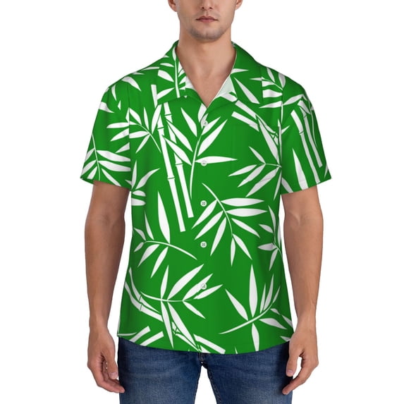 KLL Men's Hawaiian Shirt Short Sleeve Button Down Beach Shirts-Bamboo