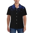 thumbnail image 1 of KLL Men's Hawaiian Shirt Short Sleeve Button Down Beach Shirts-Black Blue Glitter Sparkles, 1 of 5