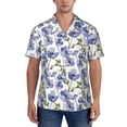 thumbnail image 1 of KLL Men's Hawaiian Shirt Short Sleeve Button Down Beach Shirts-Blue Flax Flowers, 1 of 5