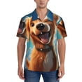 thumbnail image 1 of KLL Men's Hawaiian Shirt Short Sleeve Button Down Beach Shirts-Blue Sky Cute Dog, 1 of 5