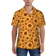 thumbnail image 1 of KLL Men's Hawaiian Shirt Short Sleeve Button Down Beach Shirts-Brown Wood Grain Sunflower A, 1 of 5